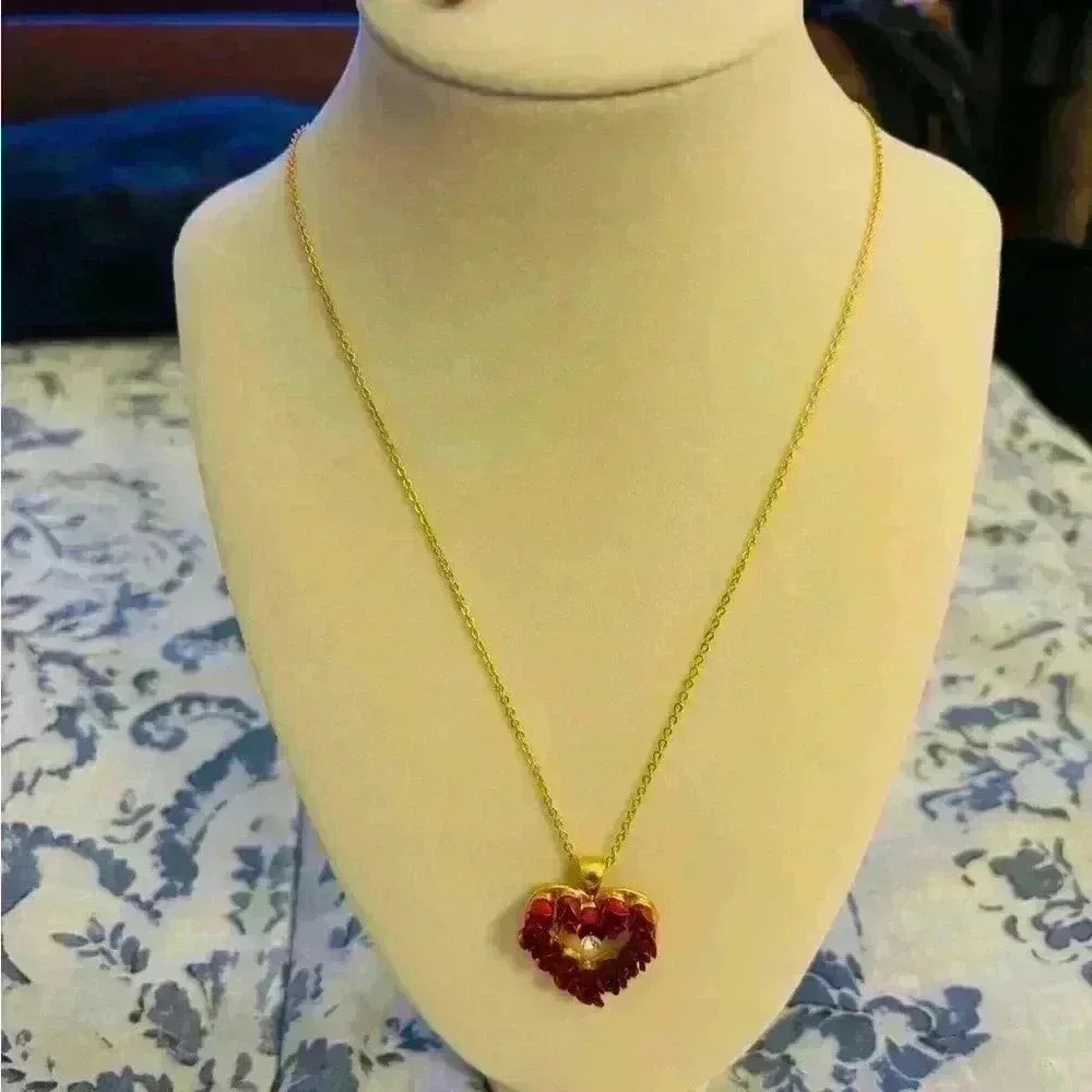 Rose/ gold tone matching necklace and clip on earrings